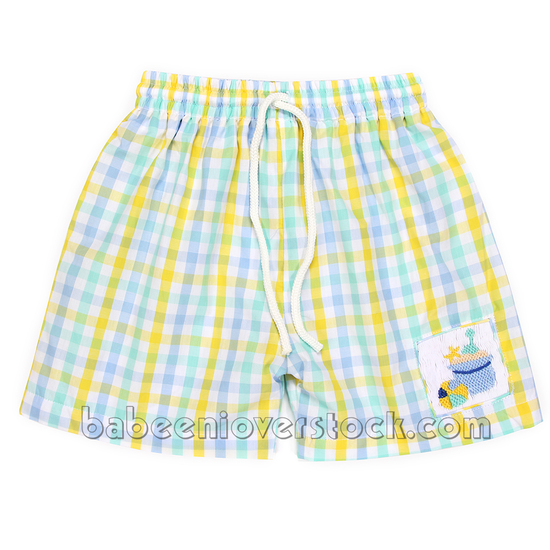 Adorable boy smocked swim trunk - BB1178